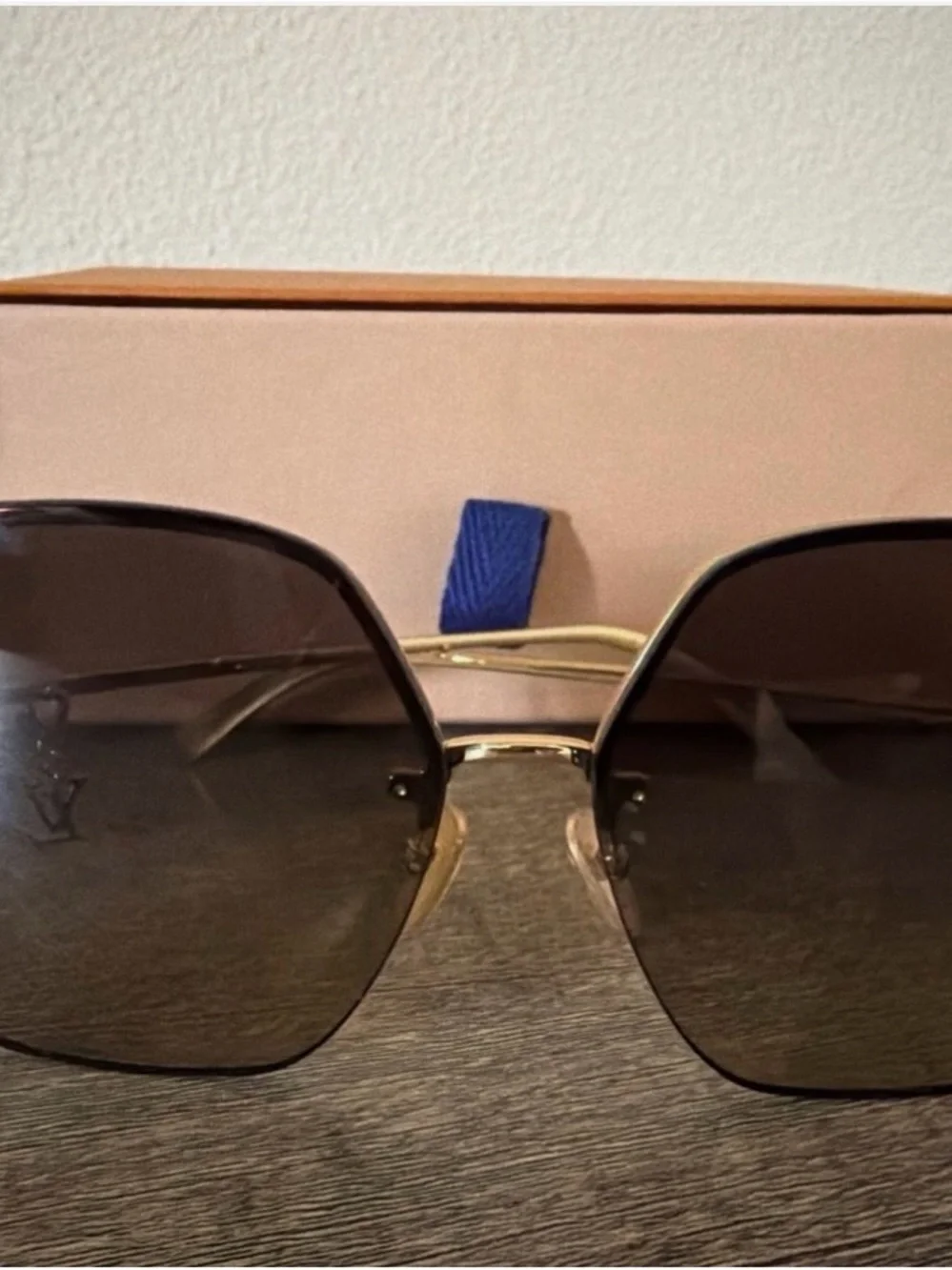 Louis Vuitton Z2013U My Monogram Square Charm Sunglasses Gold Gray Rhinestone